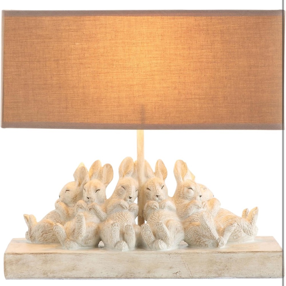 Creative Co-Op Charming Bunny Table Lamp with Brown Shade